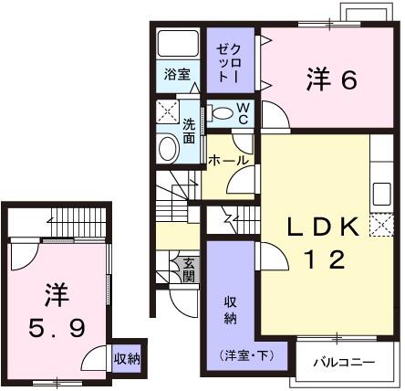 フローレス(2LDK/2階)の間取り写真