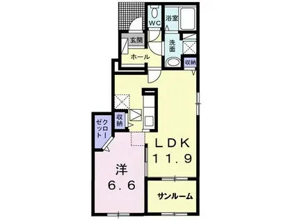 サニーコート大木戸B(1LDK/1階)の間取り写真