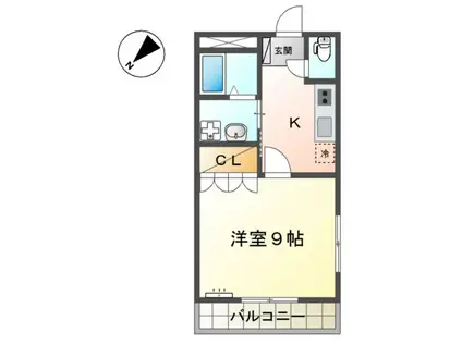 ブループラージュ(1K/2階)の間取り写真
