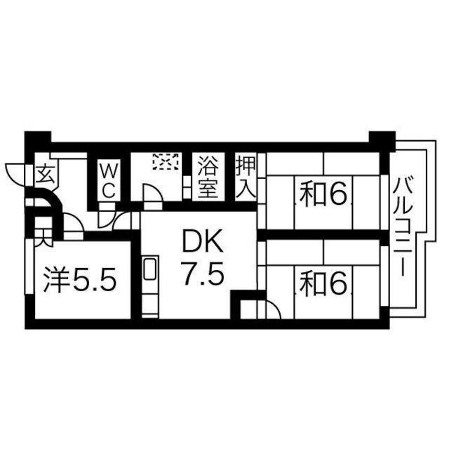 プレアール名古屋供米田(3DK/2階)の間取り写真
