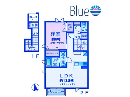 MARIAGE B棟(1LDK/2階)の間取り写真