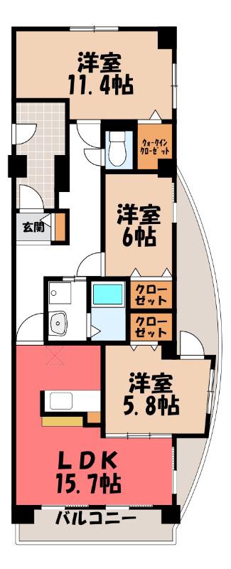 グランドヒルズヴィラ(2LDK/2階)の間取り写真