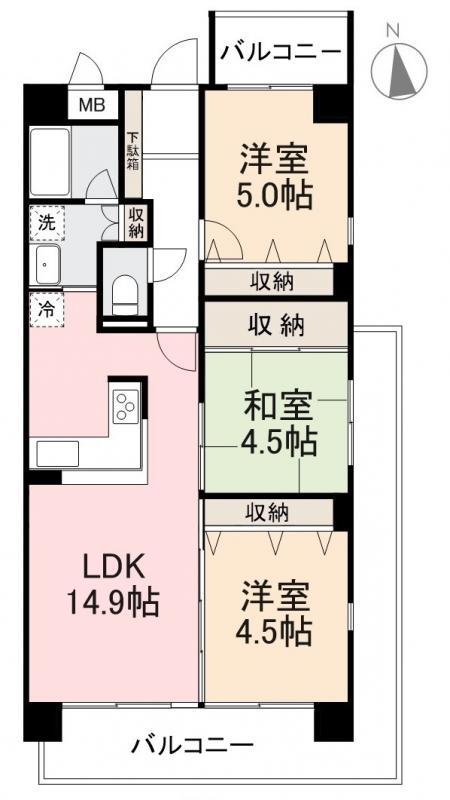 STAGE ONE(3LDK/4階)の間取り写真