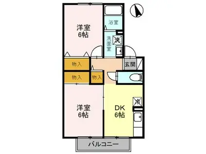 セジュールラムタラA(2DK/1階)の間取り写真