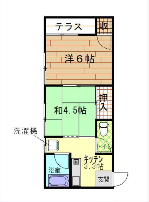 グリーンバレー204(2K/2階)の間取り写真