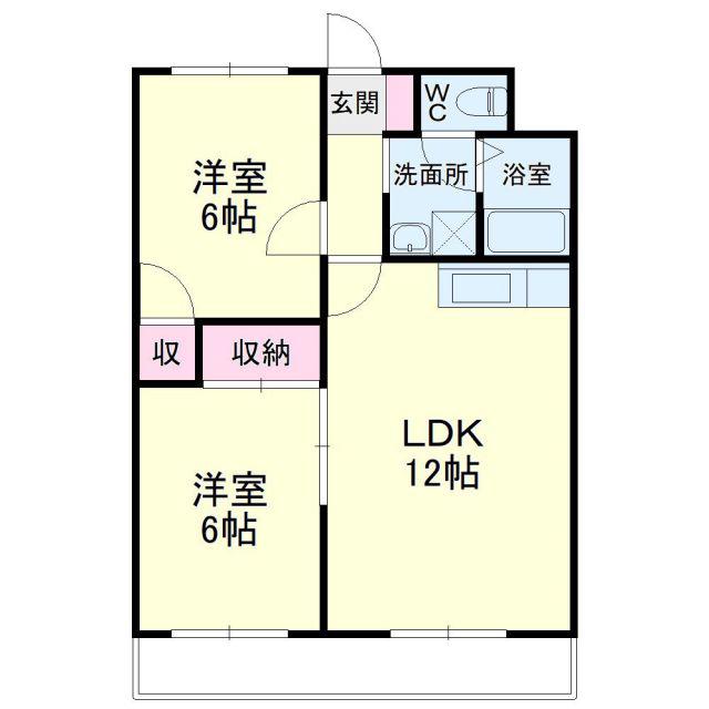 マンション楠通(2LDK/1階)の間取り写真