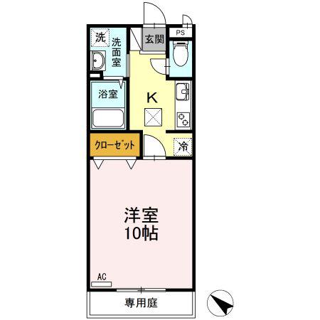 プリメーラ石井城上(1K/1階)の間取り写真
