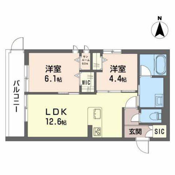 プリエデール(2LDK/1階)の間取り写真