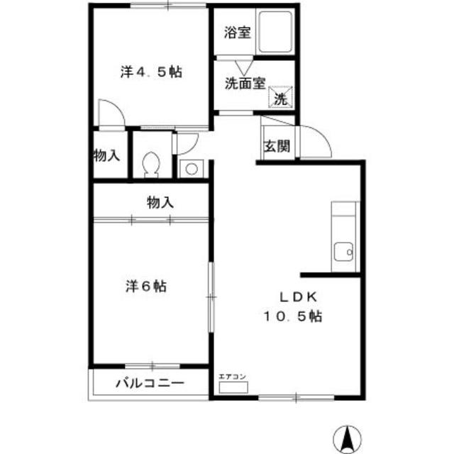 トリヴァンベール(2LDK/2階)の間取り写真
