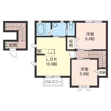 ラティールC(2LDK/2階)の間取り写真