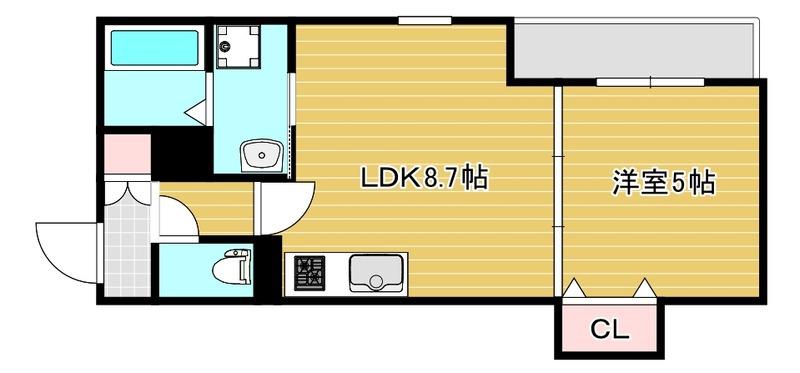 セレニティ豊川(1LDK/3階)の間取り写真