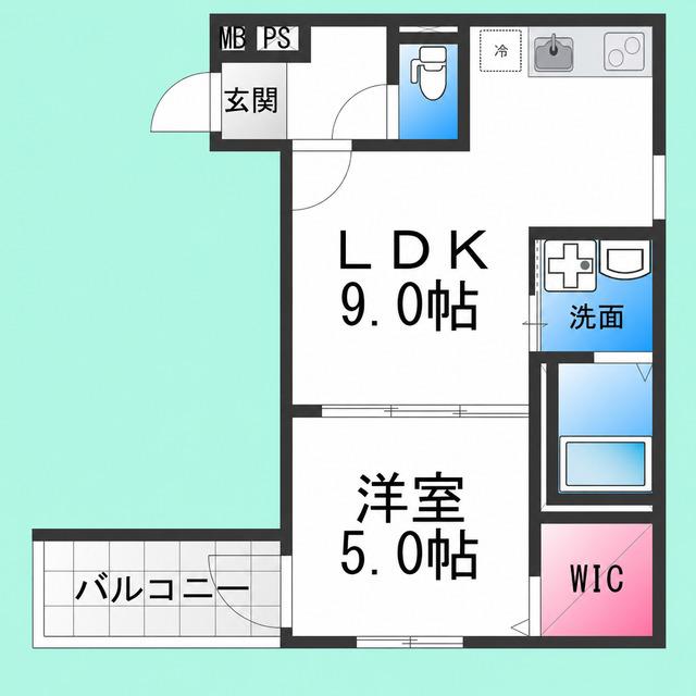 フジパレス百舌鳥八幡VI番館(1LDK/1階)の間取り写真