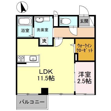 D-レジデンス玉川図書館前(ワンルーム/2階)の間取り写真