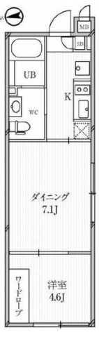 ルクレ高田馬場(2K/5階)の間取り写真