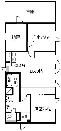 グランド7条(2LDK/1階)の間取り写真