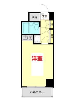 ビクセル川崎(ワンルーム/8階)の間取り写真