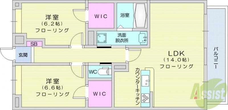 キャロット2(2LDK/2階)の間取り写真