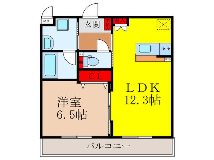CENTRO PAESE(1LDK/1階)の間取り写真