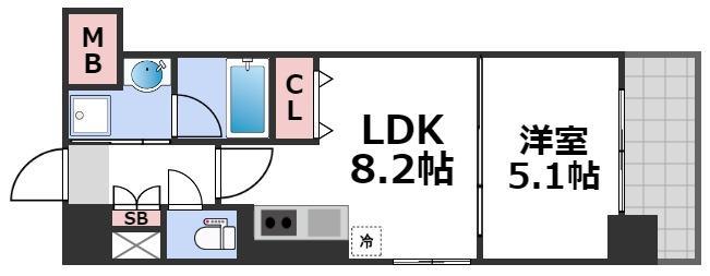 パインリッチ(1LDK/7階)の間取り写真