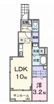 メゾン・ド・ヴィラI(1LDK/1階)の間取り写真