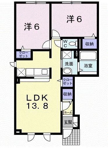 グリフィンドール(2LDK/1階)の間取り写真