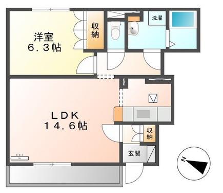 ヴェスパー(1LDK/1階)の間取り写真