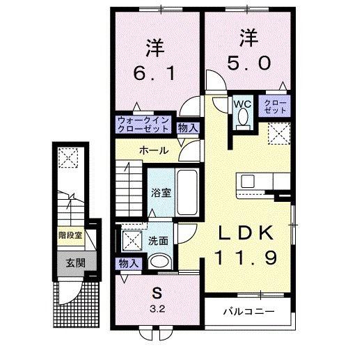 千里パークウェイII(2LDK/2階)の間取り写真