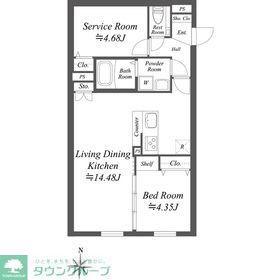 SOLASIA RESIDENCE世田谷代田(2LDK/3階)の間取り写真