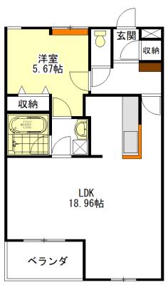 GARDEN HOUSE 大谷町II(1LDK/2階)の間取り写真