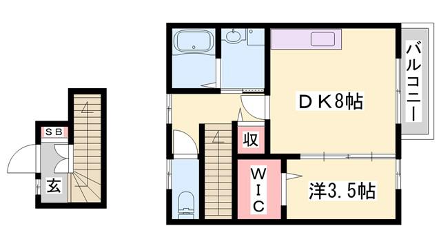 コンフォート大谷A(1DK/2階)の間取り写真