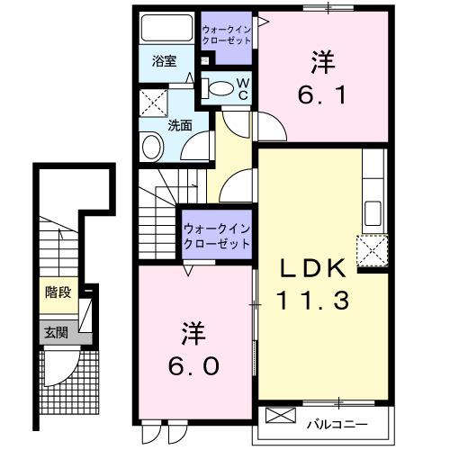 カサ・エストリータ(2LDK/2階)の間取り写真