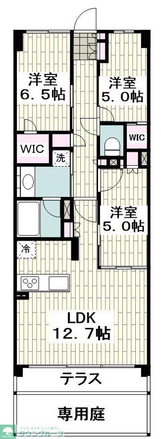 クレストシティ鎌倉大船サウス(3LDK/1階)の間取り写真