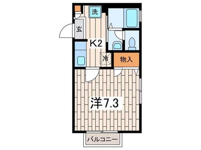 ソレーユK(1K/1階)の間取り写真