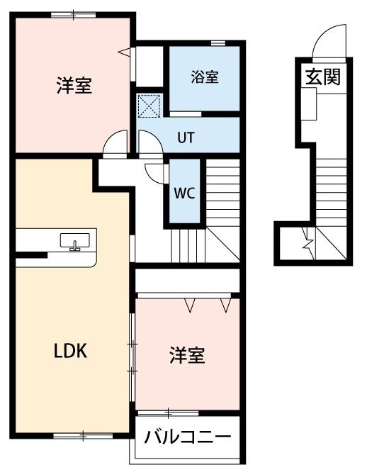 ラッフィナート(2LDK/2階)の間取り写真