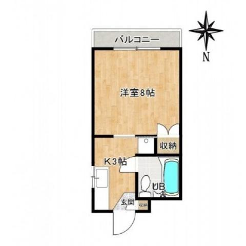 プラムマンション俵町(1K/3階)の間取り写真