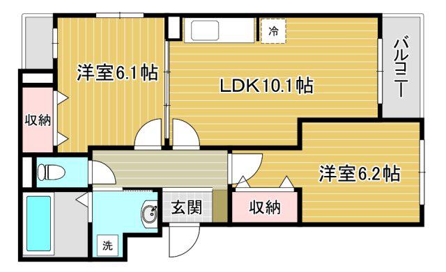 安満西の町 (2LDK/1階)の間取り写真