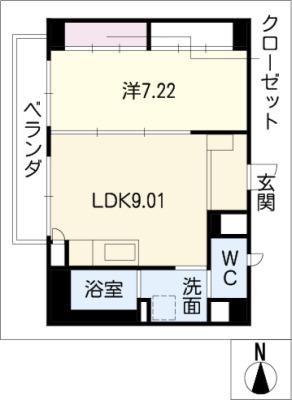 IVY元八事(1LDK/2階)の間取り写真