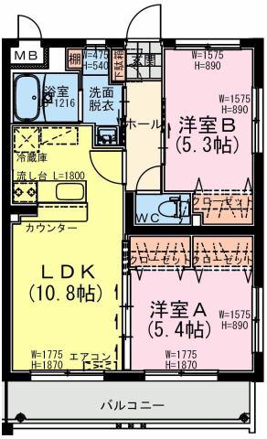 VICTORY LEAP(2LDK/3階)の間取り写真