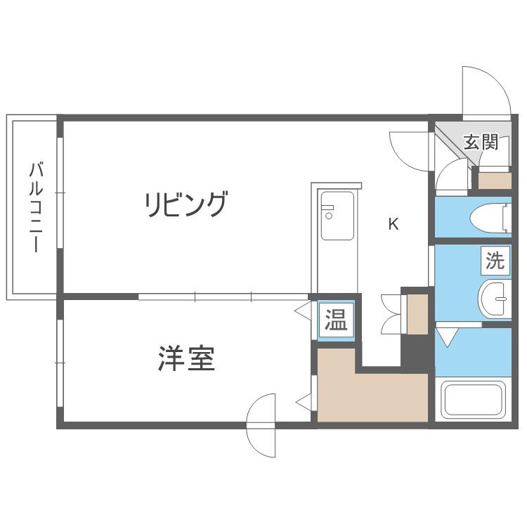 ヴィエルジュ発寒南(1LDK/4階)の間取り写真