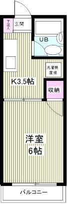 ロータリー所沢ハイツ(1K/3階)の間取り写真