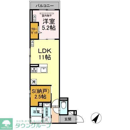 セレスティア下丸子(1LDK/2階)の間取り写真