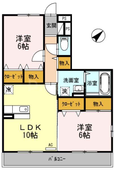 コンフォール瑞江 VII(2LDK/2階)の間取り写真