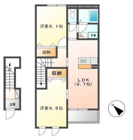 フォンテーヌ(2LDK/2階)の間取り写真