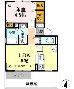 エントピアSEIWA D棟(1LDK/1階)の間取り写真