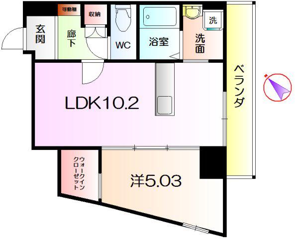 プロスピリティー堺東(1LDK/3階)の間取り写真