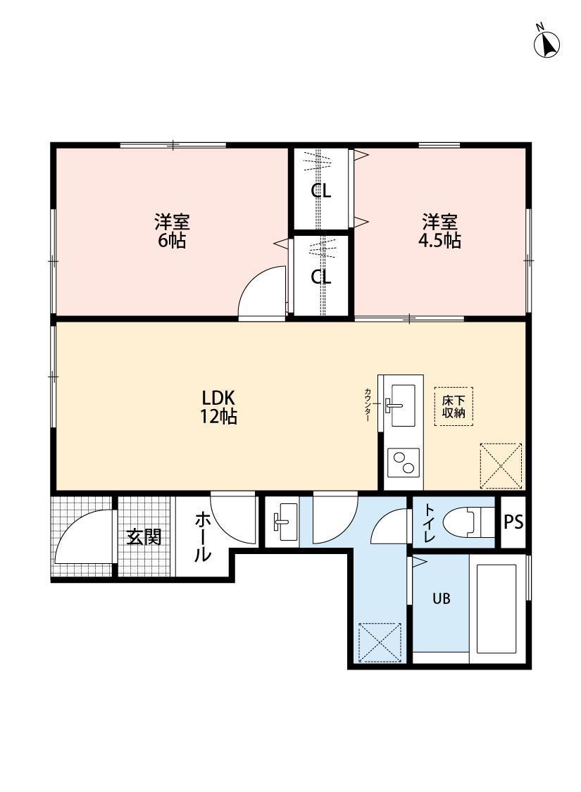 リーブルファイン八潮古新田(2LDK/1階)の間取り写真
