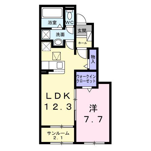 ハウスアイ益田(1LDK/1階)の間取り写真