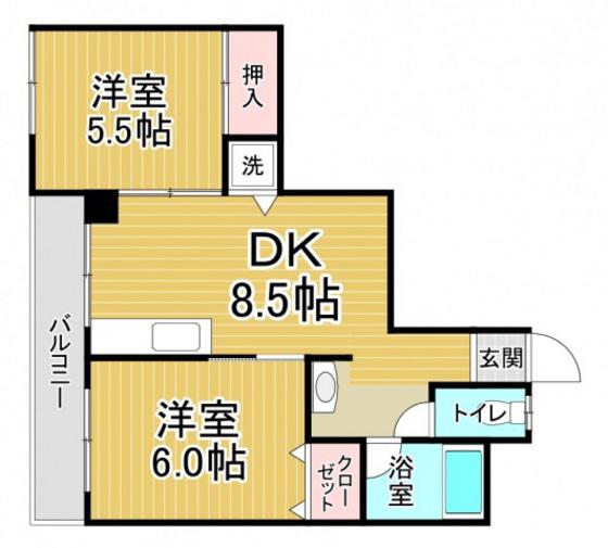 第1吉岡ビル(2DK/6階)の間取り写真
