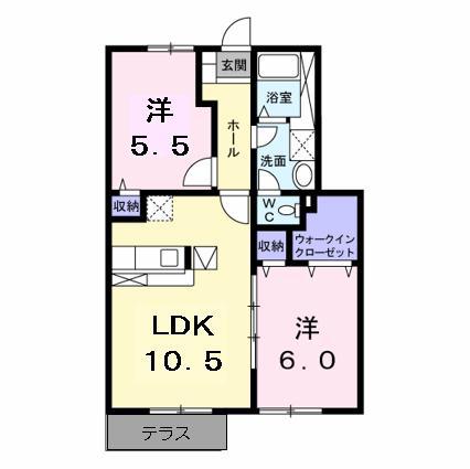 夢が丘ガーデンハイツII(2LDK/1階)の間取り写真