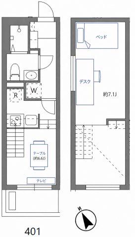 アリカ大森1(1DK/4階)の間取り写真